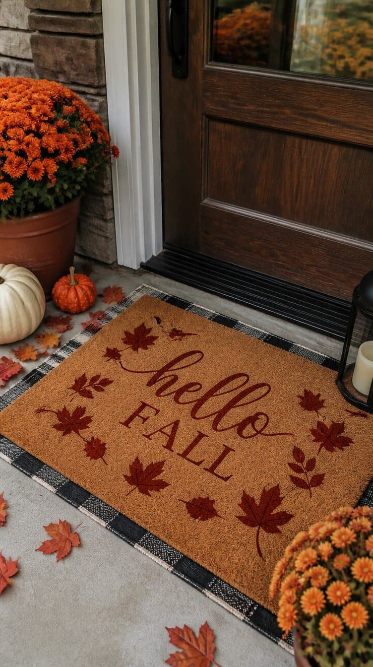Fall doormat with Cricut vinyl design