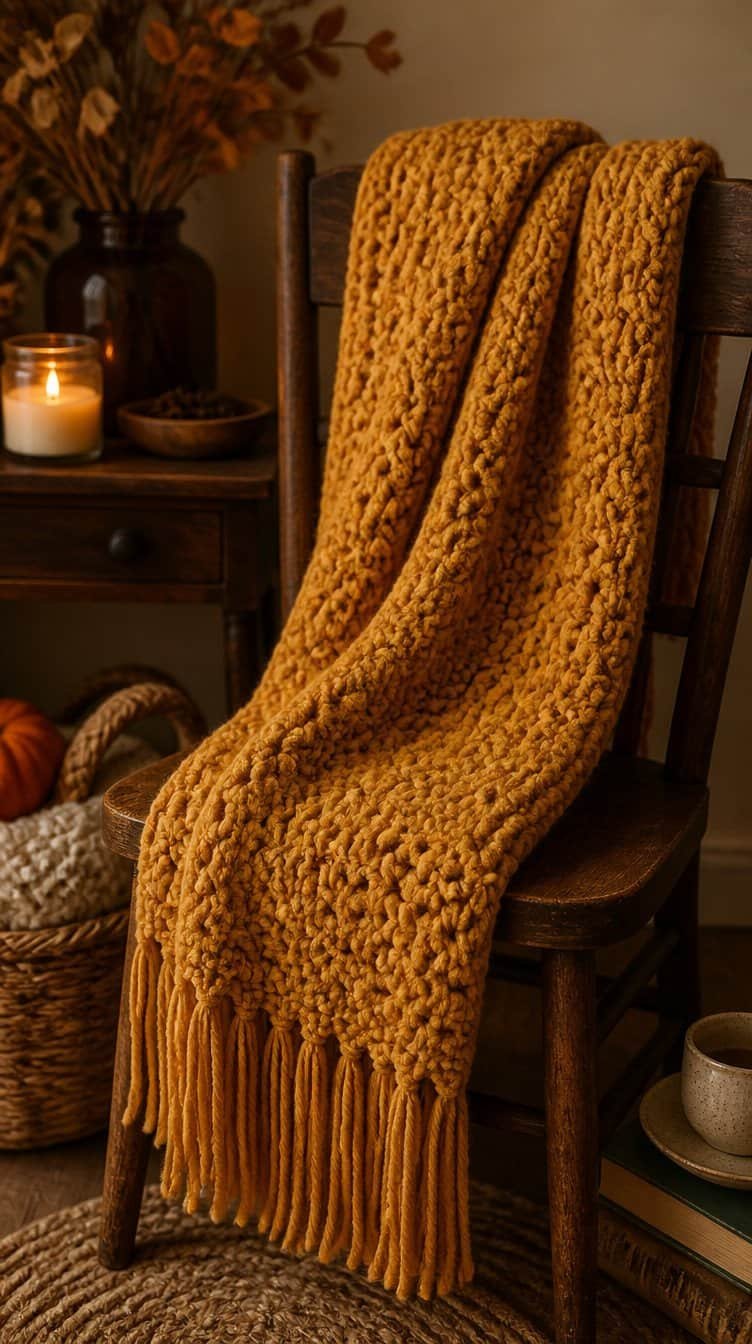 Crochet scarf in fall colors