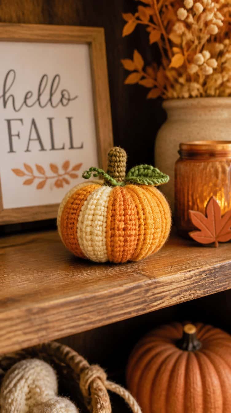 Crochet pumpkin amigurumi decor