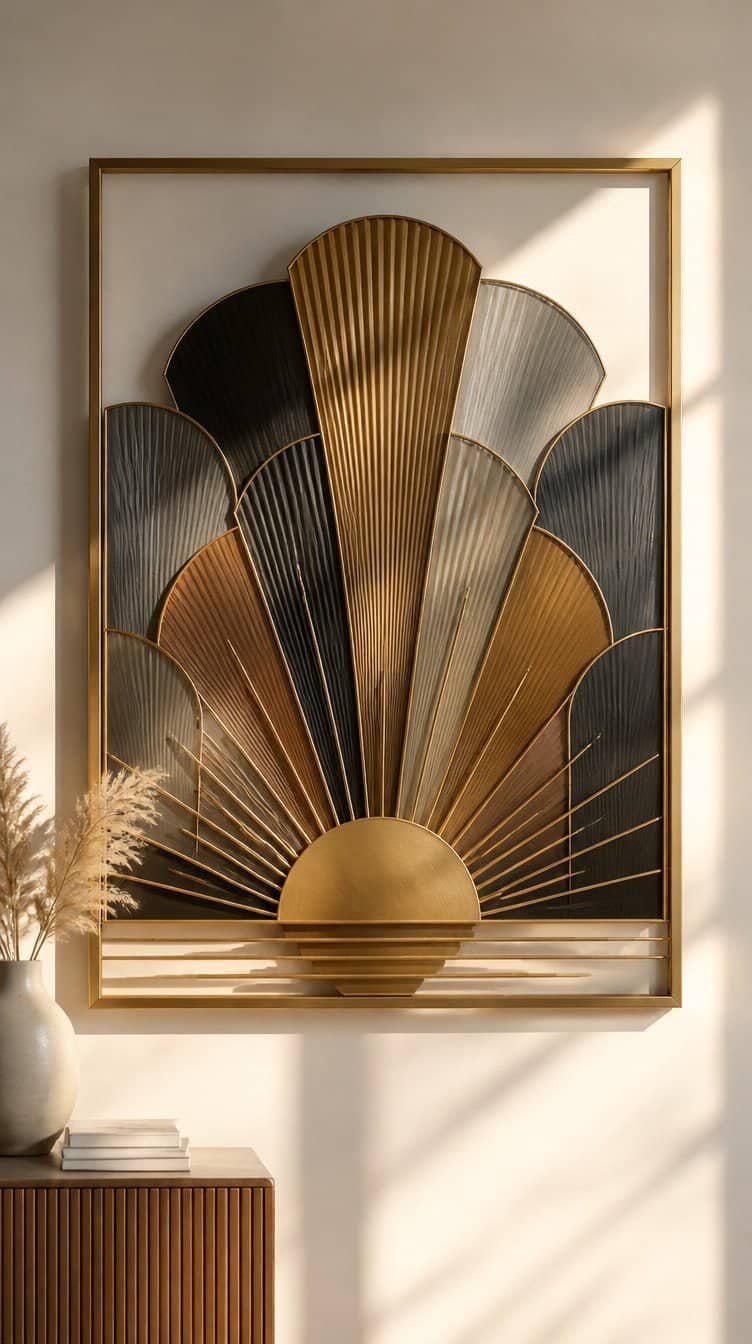 Art Deco fan sunrise wall art - Neo Deco Home Decor Ideas