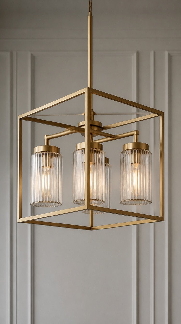 Geometric brass pendant light fixture