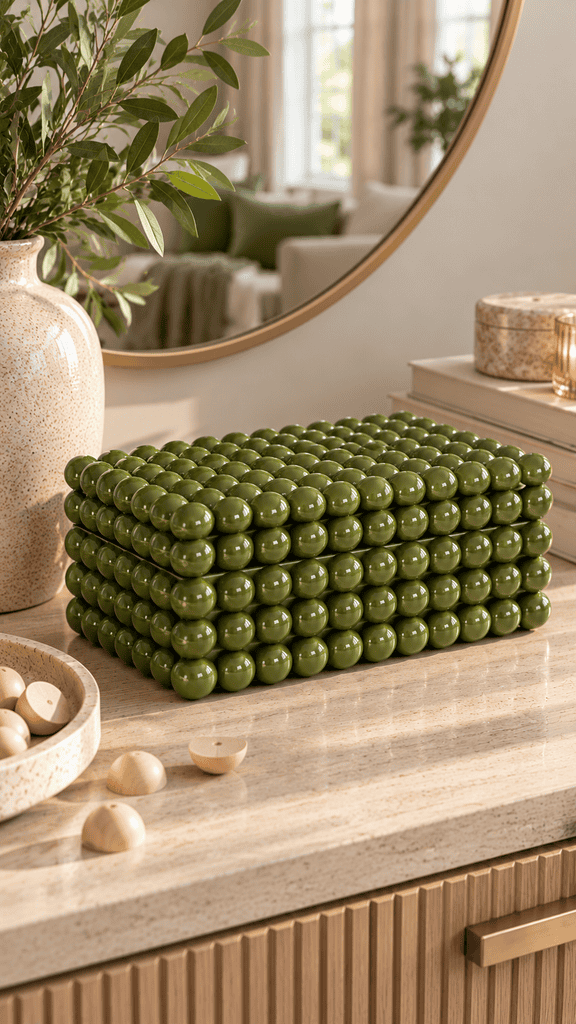 Beaded Olive Green Box Vignette