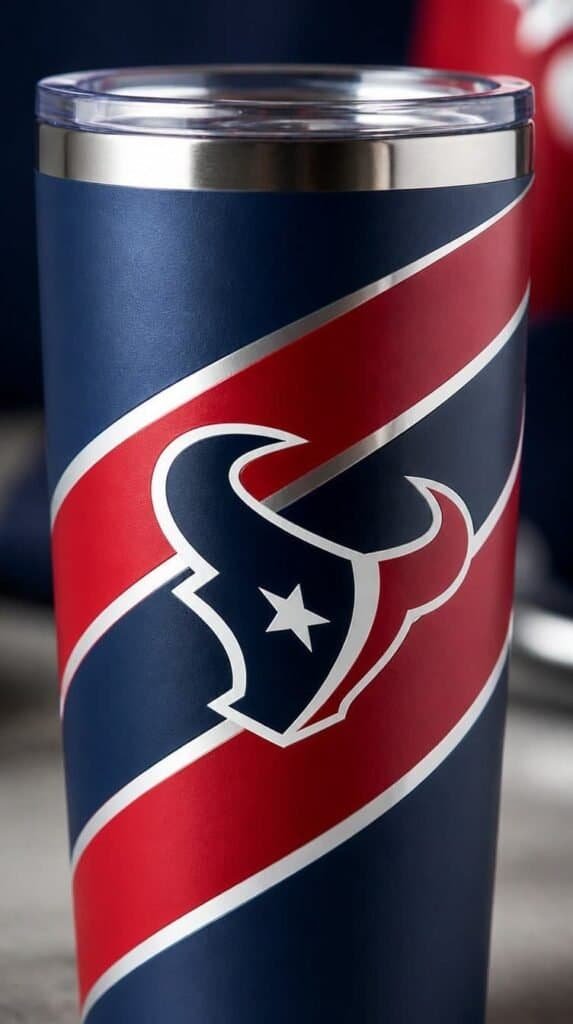 Sports team colored tumbler with team spirit vinyl design