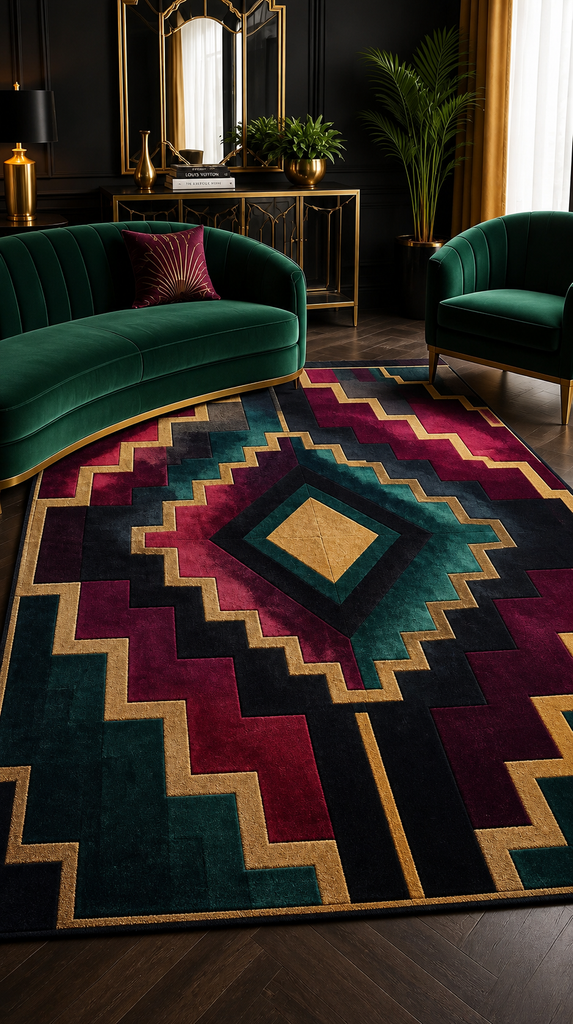 Bold geometric Art Deco area rug