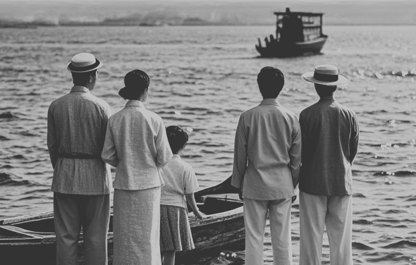 Taishan family saying farewell to loved ones departing for America - historical moment of Wuyi migration journey"