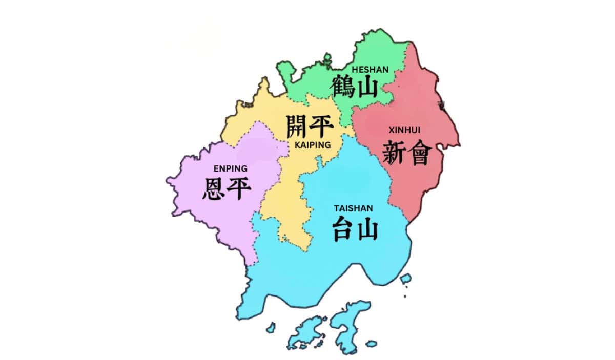 Map of the Siyi and Wuyi Mountain regions in Guangdong province showing the territorial context of Wu clan settlement