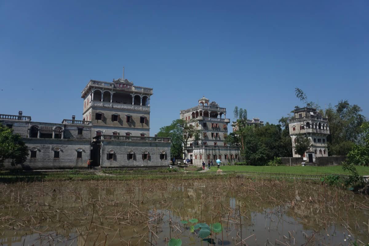 Historic Kaiping diaolou watchtower in Zili Village, a UNESCO World Heritage site built by returning overseas Chinese in the early 20th century