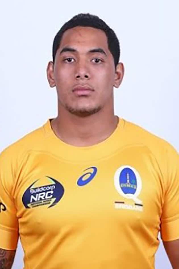 Player in Australian rugby jersey, showcasing rugby team and sponsor logos.