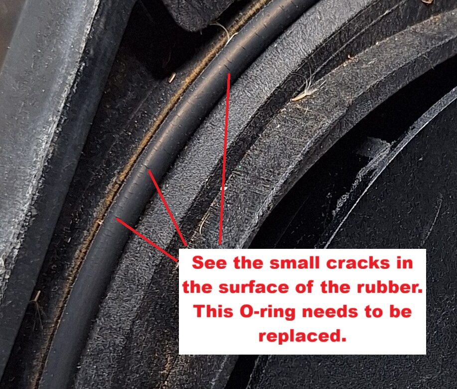 Cracked O ring cracks in an o-ring so it needs to be replaced