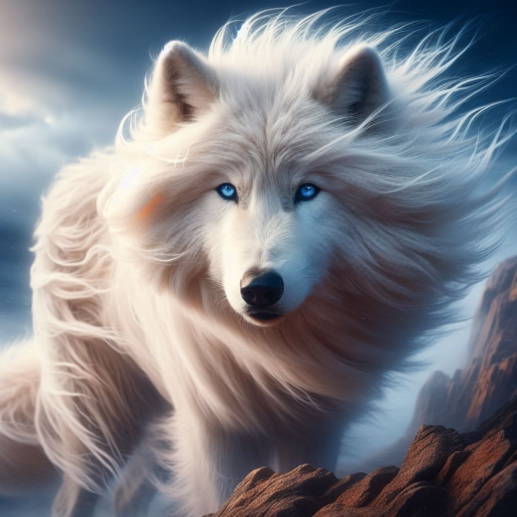 An illustration featuring a spirit animals, including a wolf, depicted with intricate details and vibrant colors against a dark background image used for the article How to find your spirit animal?