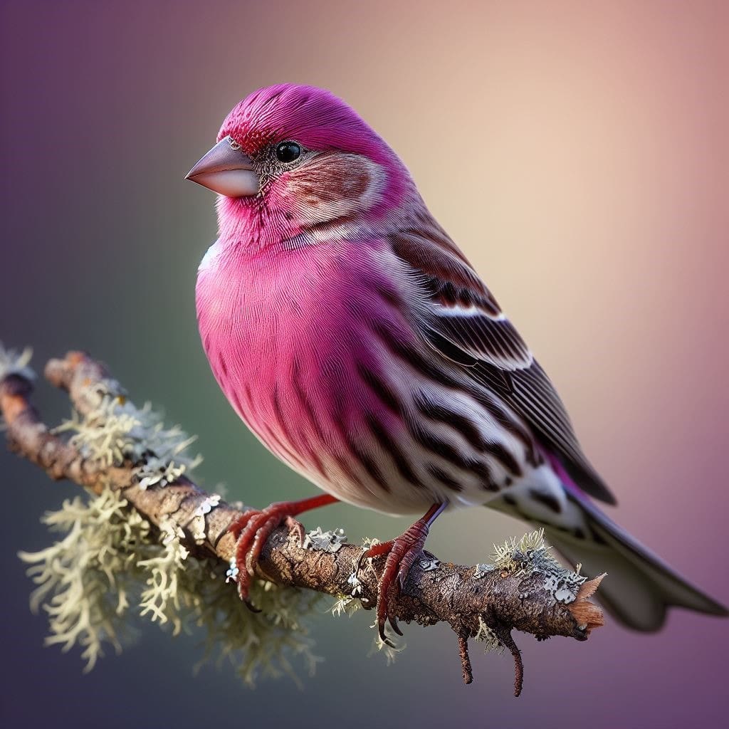House Finch Symbolism and Spiritual Meaning: Everything You Need to Know An image of purple grenadiers or purple finch sitting on a branch enjoying a beautiful glimpse of nature. Image used for the article House Finch Symbolism