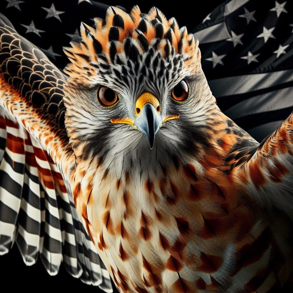 Red-Shouldered Hawk Symbolism: Spirit Animal, Totem, Dreams A red-shouldered hawk, with wings spread wide, showcasing its resourcefulness and grace in flight.