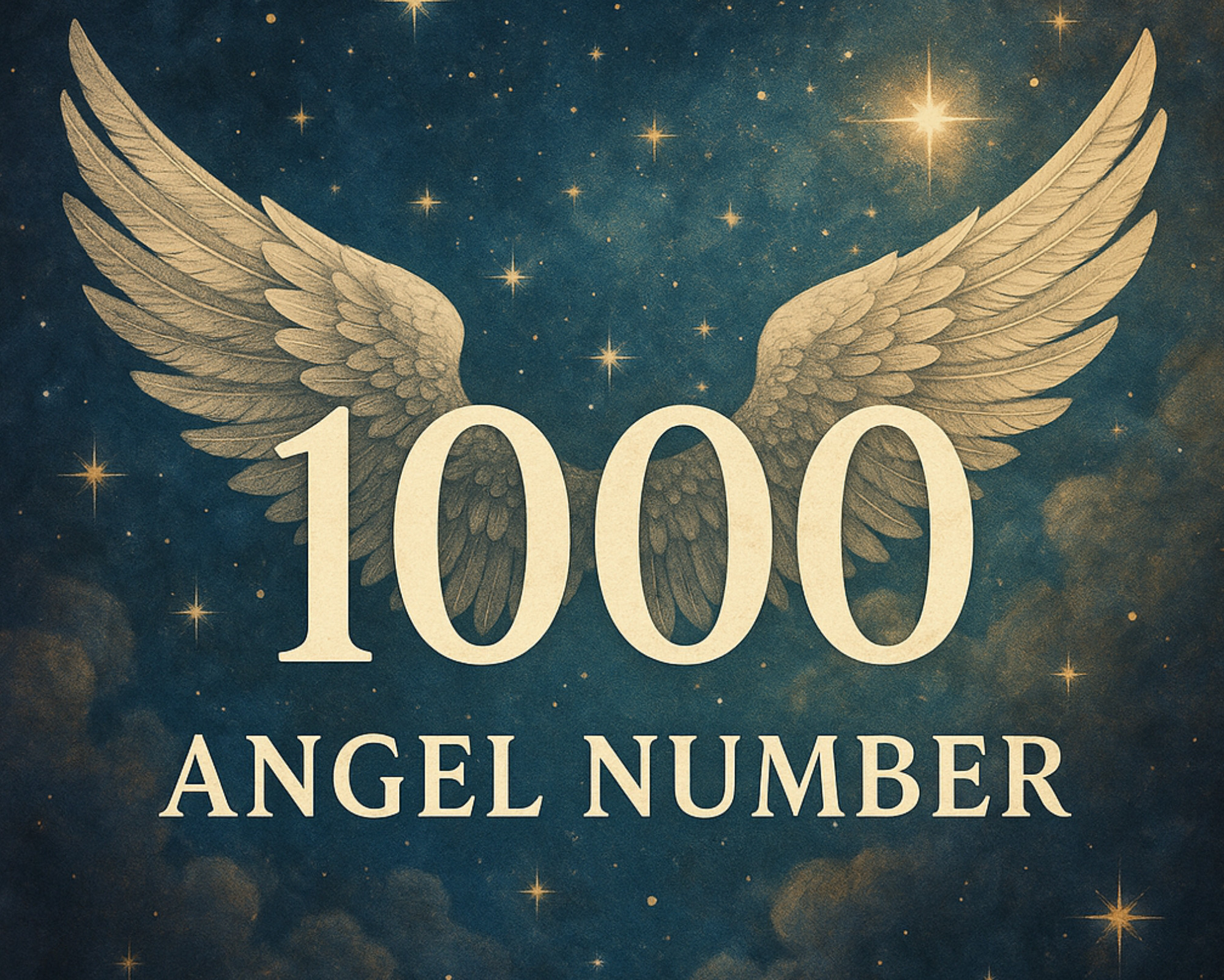 "Radiant sky with glowing divine light breaking through pastel clouds, illustrating the spiritual meaning and higher vibration of angel number 1000.