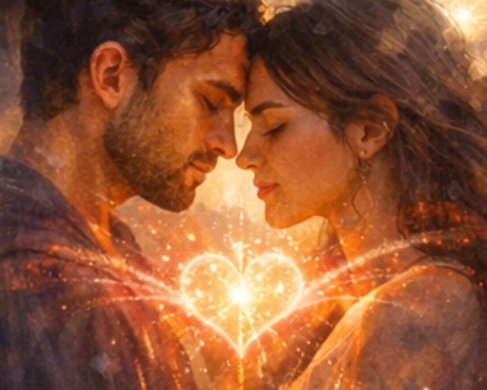 Romantic soul connection with glowing heart light representing love, harmony, and angel numbers 202 meaning in relationships