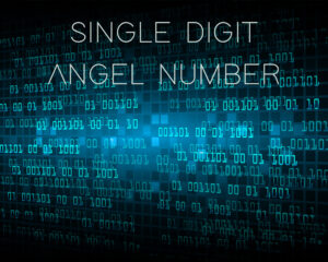Single Digit Angel Numbers A futuristic blue digital grid filled with numbers, paired with the text “Single Digit Angel Number,” symbolizing the energetic code behind single digit angel numbers.
