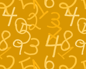 Single Digit Angel Numbers Hand-drawn digits scattered across a yellow background, illustrating the symbolic patterns found in single digit angel numbers.