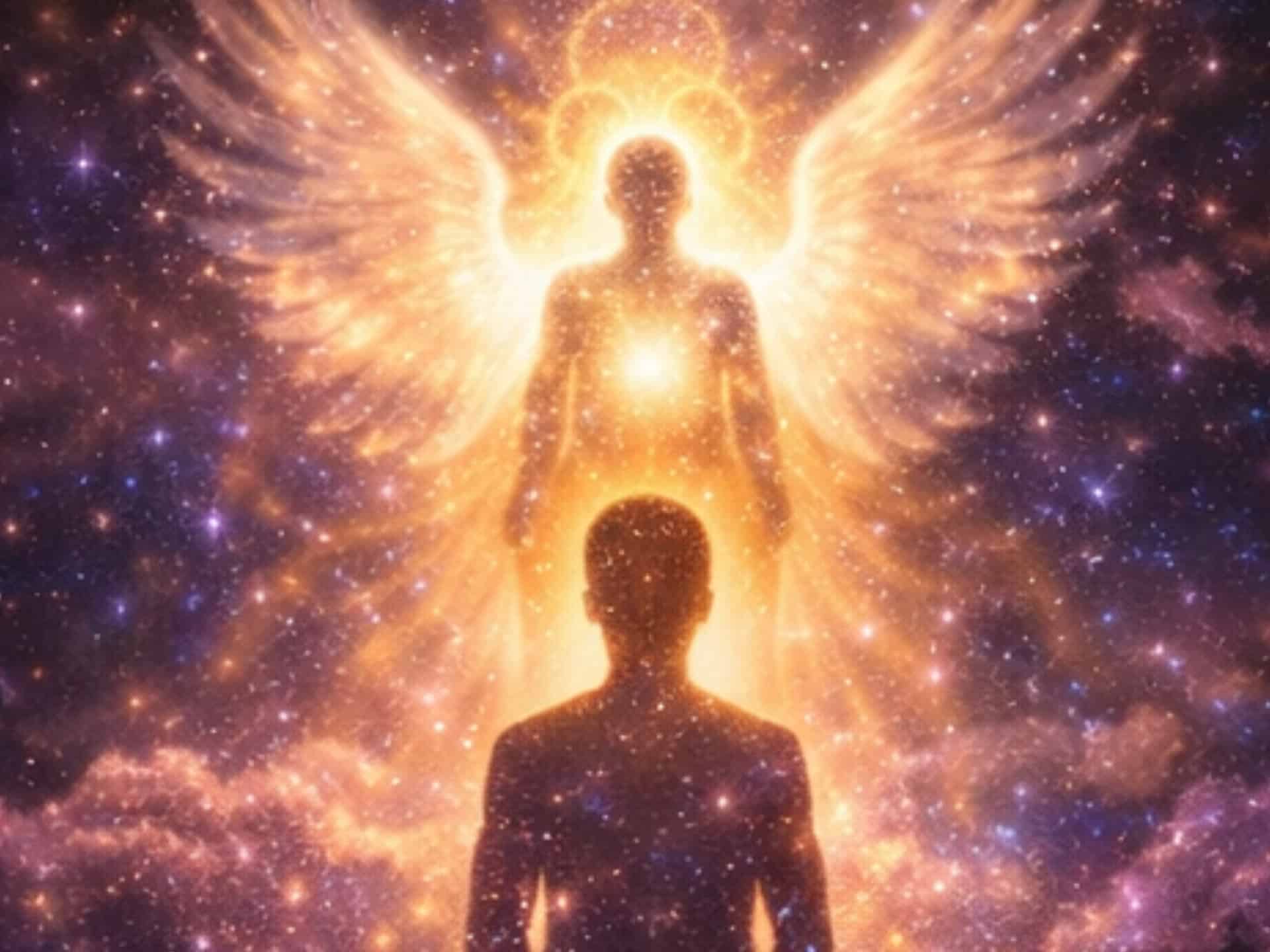Angel Number 7777 Meaning: Spiritual Awakening, Love, Luck, and Divine Guidance angel number 7777 meaning spiritual protection with glowing angel figure guiding a person