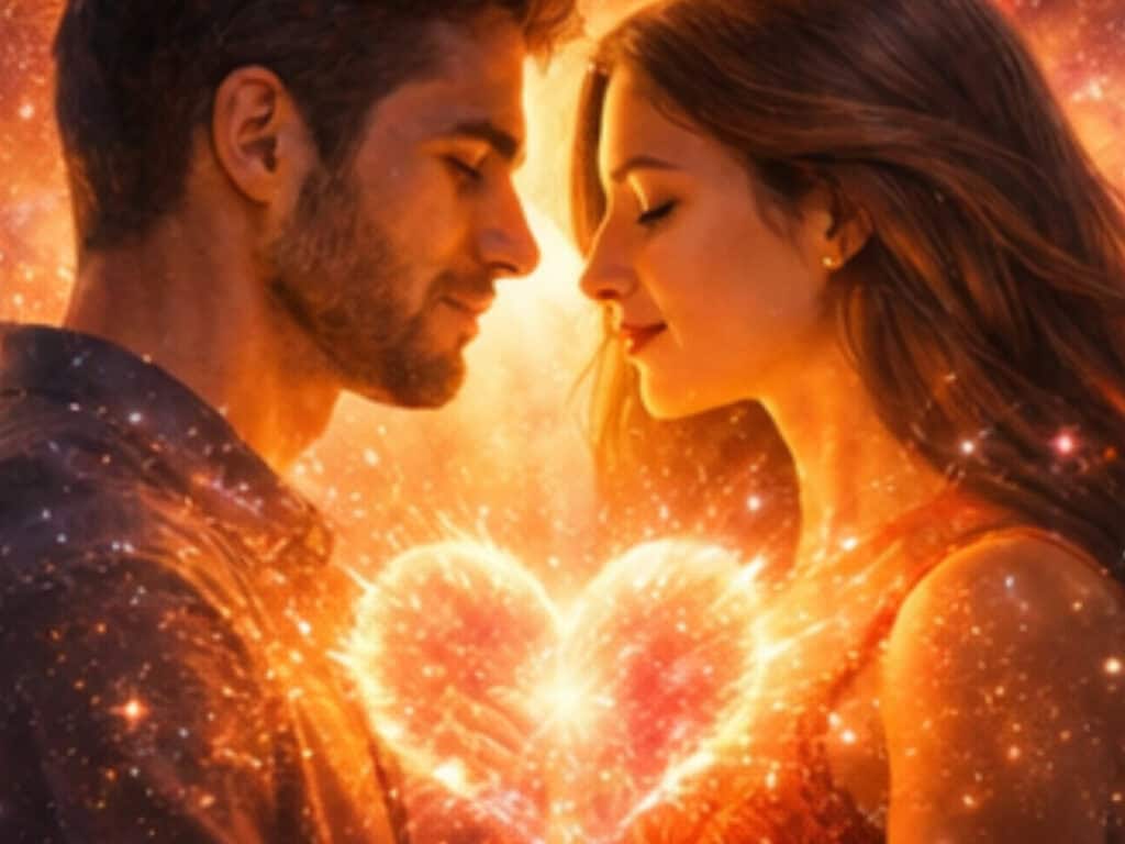 Angel Number 4444 Meaning: Stability, Protection, and Spiritual Awakening Angel number 4444 meaning in love illustrated by a couple sharing a glowing heart connection and spiritual bond