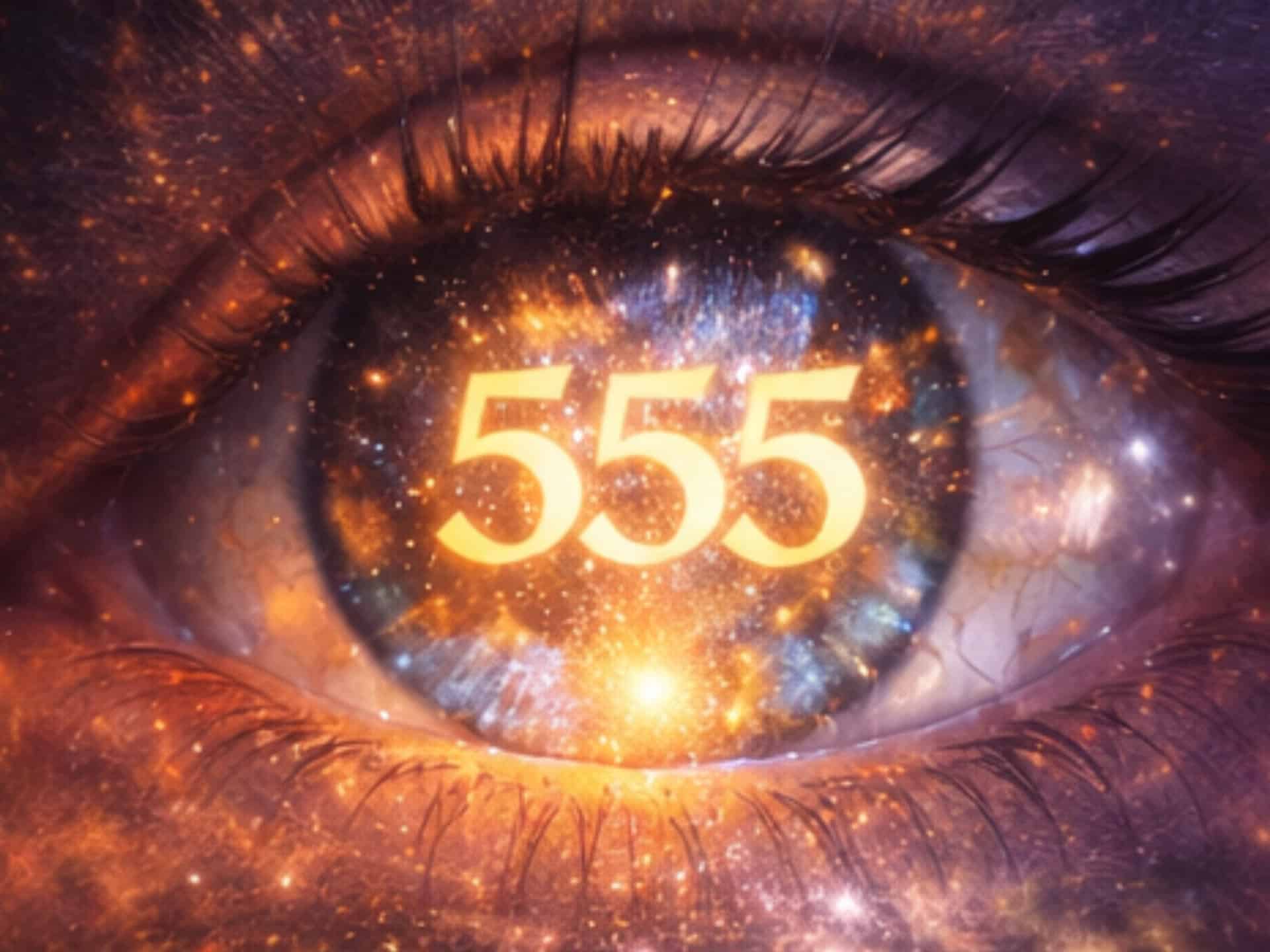 Why Do You Keep Seeing Angel Number 555 Everywhere? Angel number 555 meaning reflected in a cosmic eye symbolizing awareness, intuition, and spiritual awakening