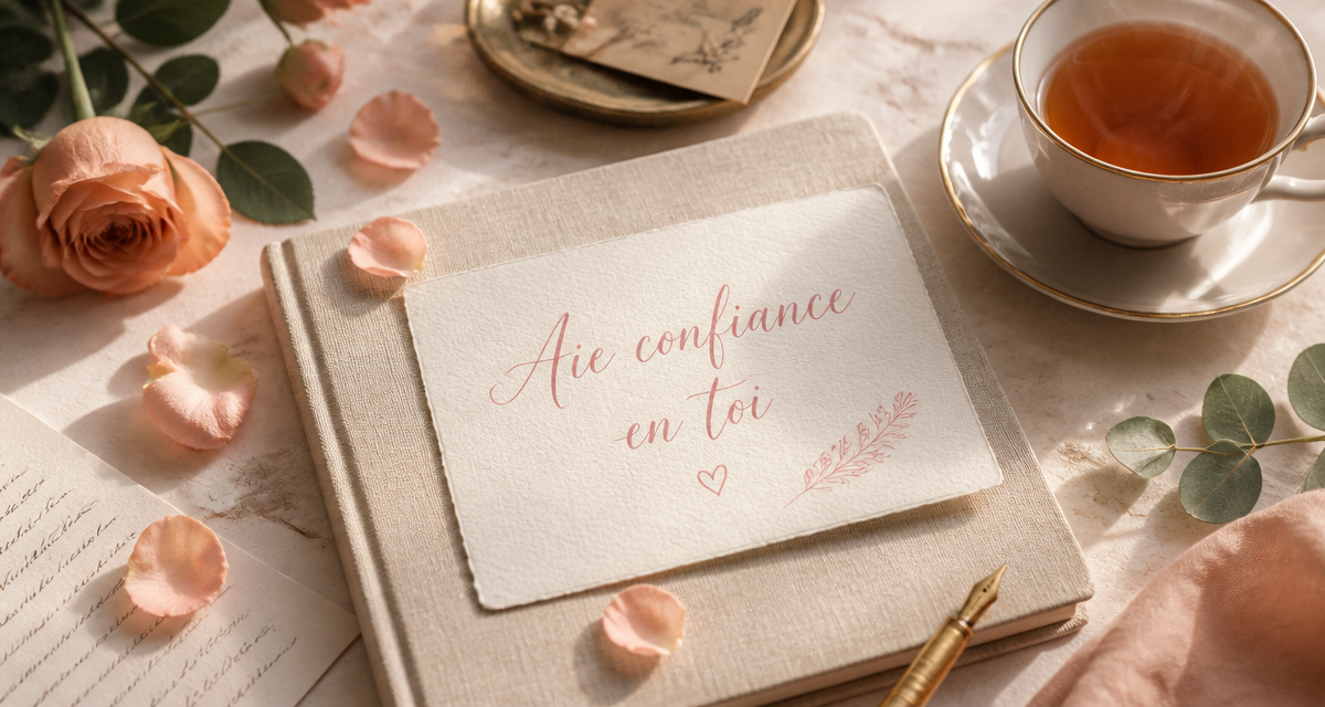ai confiance en toi carte calligraphiée sur bureau