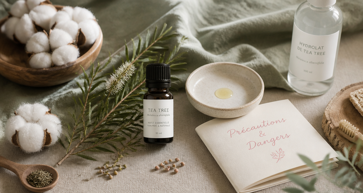 huile essentielle tea tree danger flacon et précautions