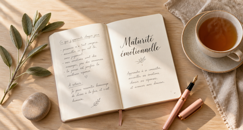 maturité émotionnelle carnet sur bureau