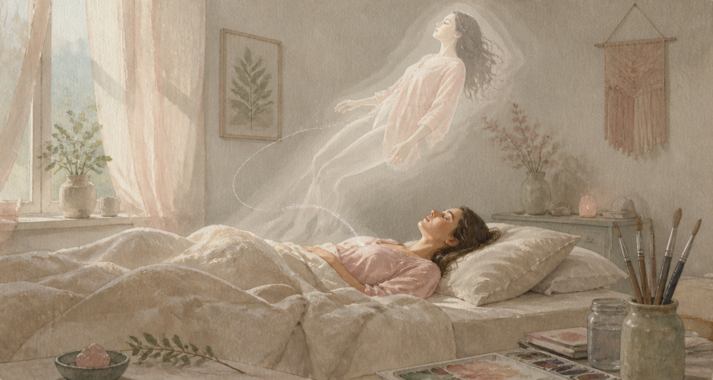 Voyage astral femme décorporation lit