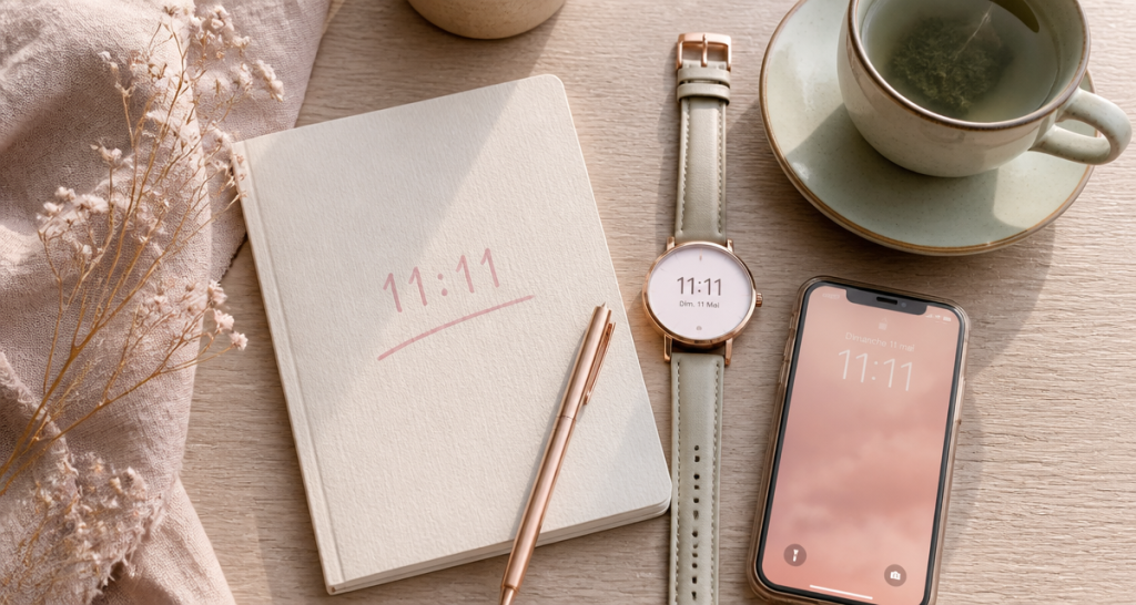 1111 signification sur carnet et montre
