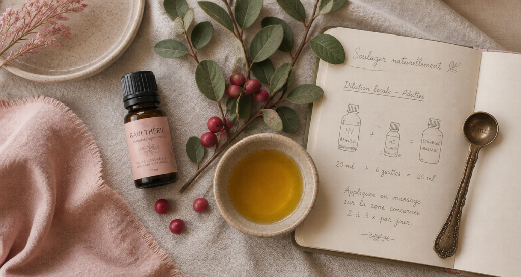 huile essentielle gaulthérie utilisation massage et dilution