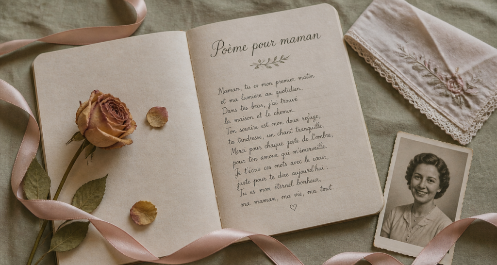 poeme deces maman carnet rose photo