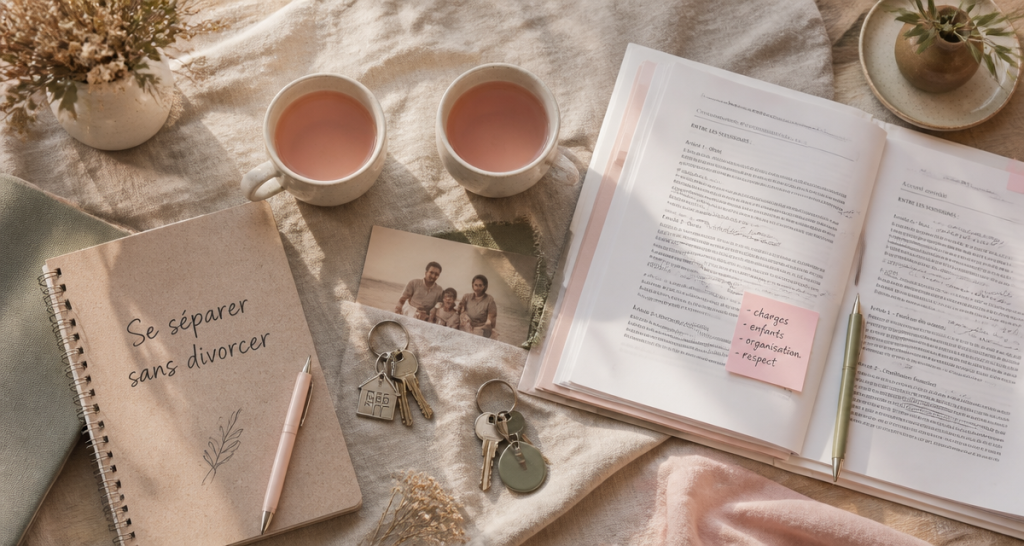 se séparer sans divorcer, objets séparés sur table