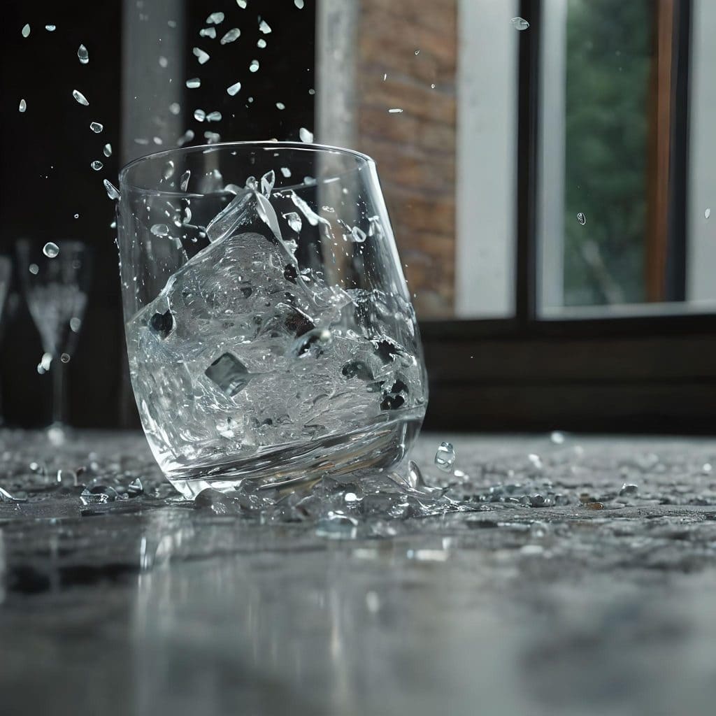 Glass falling on floor