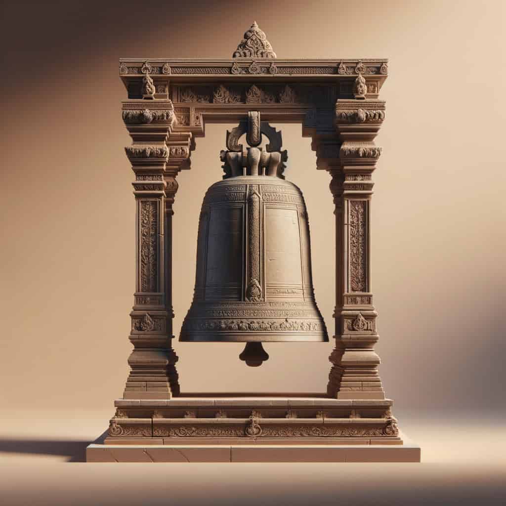 minimalistic digital image of an ancient temple bell