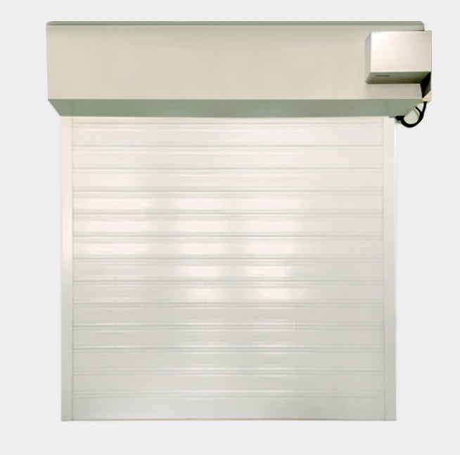 High-security industrial rolling door with motorized operation, ideal for warehouses and commercial facilities. Durable, reliable, and designed for enhanced safety and access control.