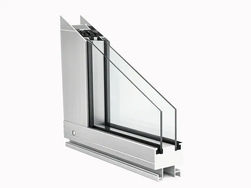 Glazed sectional door panel system with aluminum frame for transport infrastructure facilities