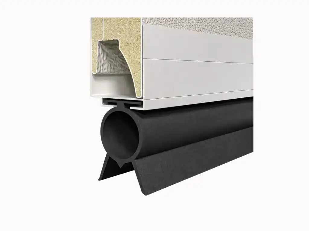Industrial door aluminum bottom seal assembly with replaceable EPDM sealing insert