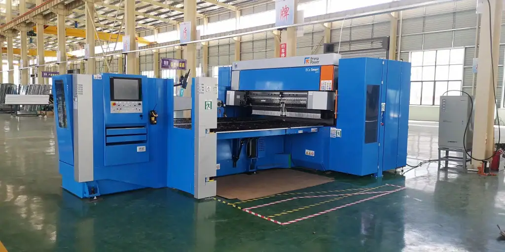 Automatic CNC bending center forming sheet metal for industrial door components