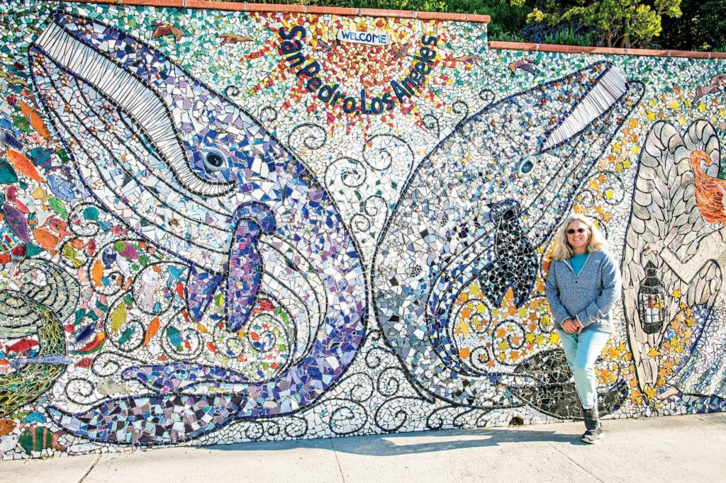 Photo of mosaic artist julie bender in san pedro california