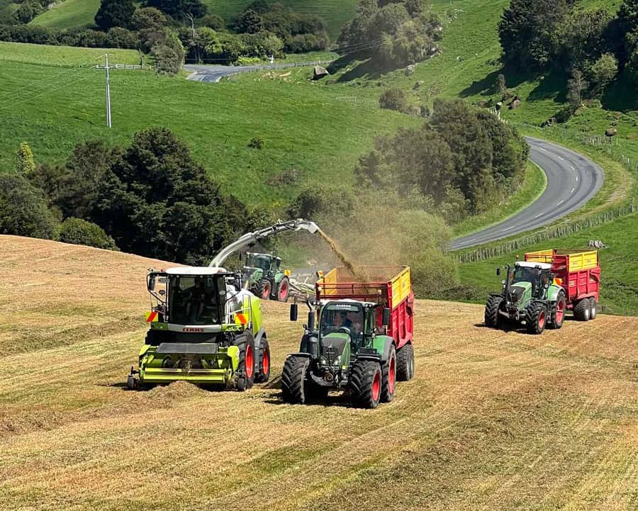 Sanson-agriculture-tractor-harvesting-grass-in-new-zealand.