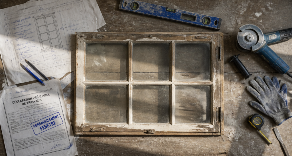 agrandir fenetre outils maçonnerie plan travaux
