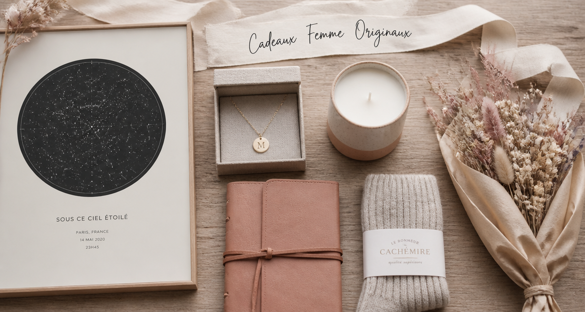 cadeaux femme originaux flat-lay