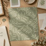 decoration murale vert sauge flat lay botanique