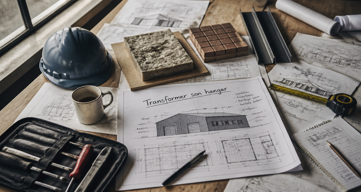 plans techniques hangar aménagé en maison