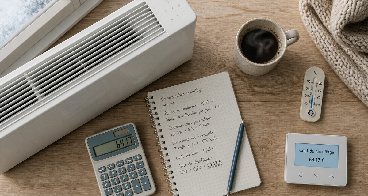 radiateur à inertie consommation sur bureau moderne
