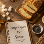 sirop d agave ou sucre sur table rustique