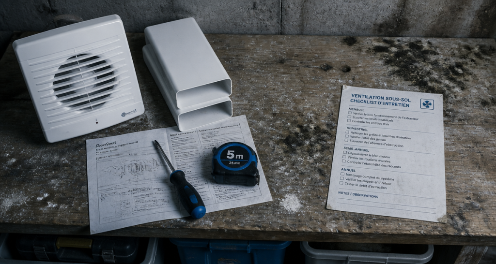 ventilation mecanique sous sol extracteur checklist