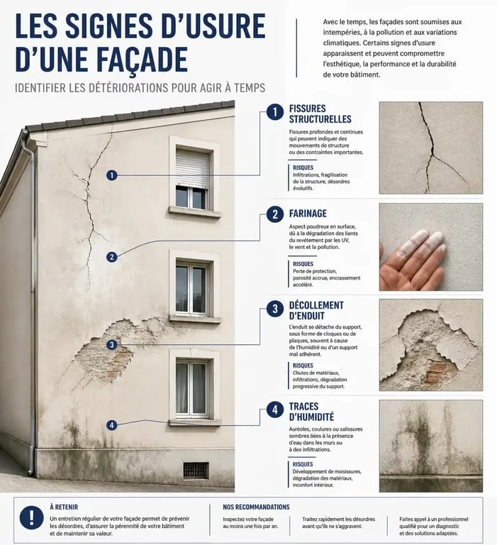 Signes d'usure d'une façade nécessitant un ravalement de façade