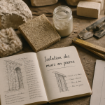 isoler un mur en pierre avec matériaux naturels et outils artisanaux
