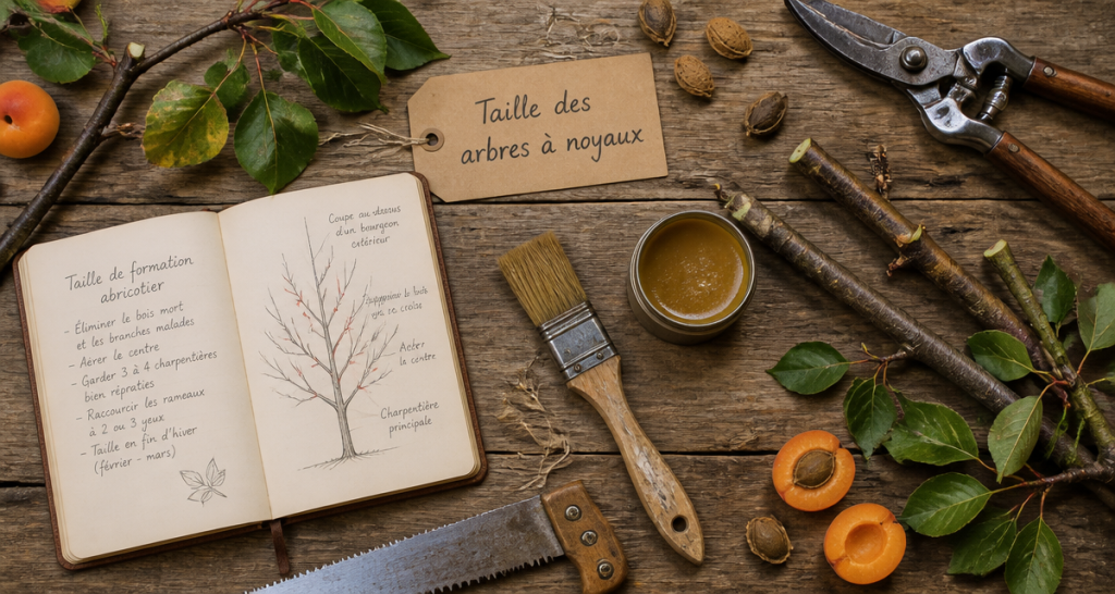 quand tailler les arbres fruitiers à noyaux outils de taille branches coupées