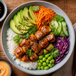 recette poke bowl poulet avec riz et légumes